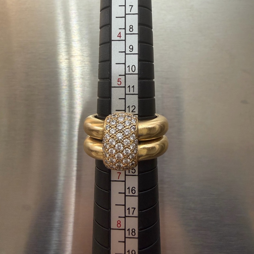 Rare Authentic Chaumet 18K gold ring with diamonds. 16g gold. High class jewelry - Picture 5 of 9